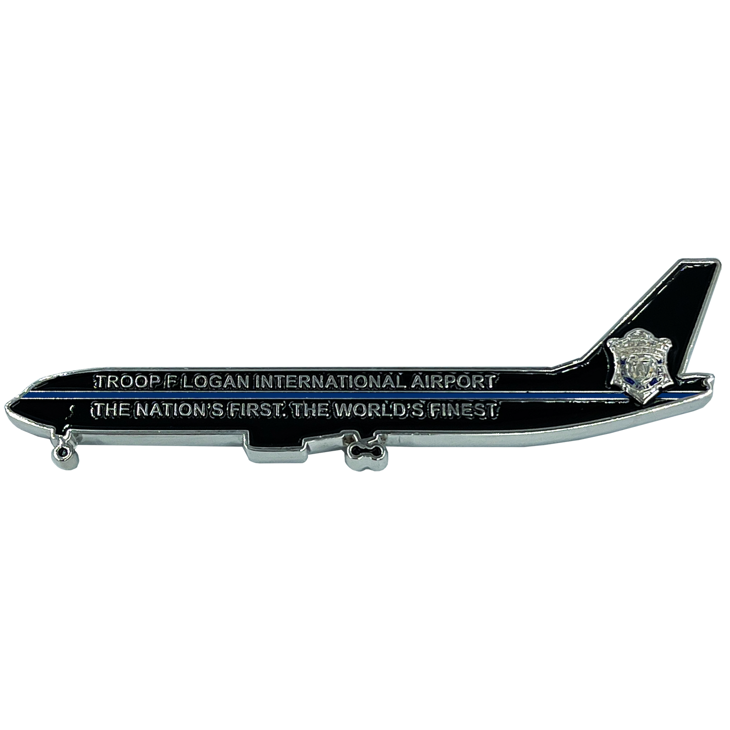 discontinued EL6-005 MSP Pats inspired Airplane Team Plane Patriots Challenge Coin Massachusetts State Police Thin Blue Line Mass State Trooper