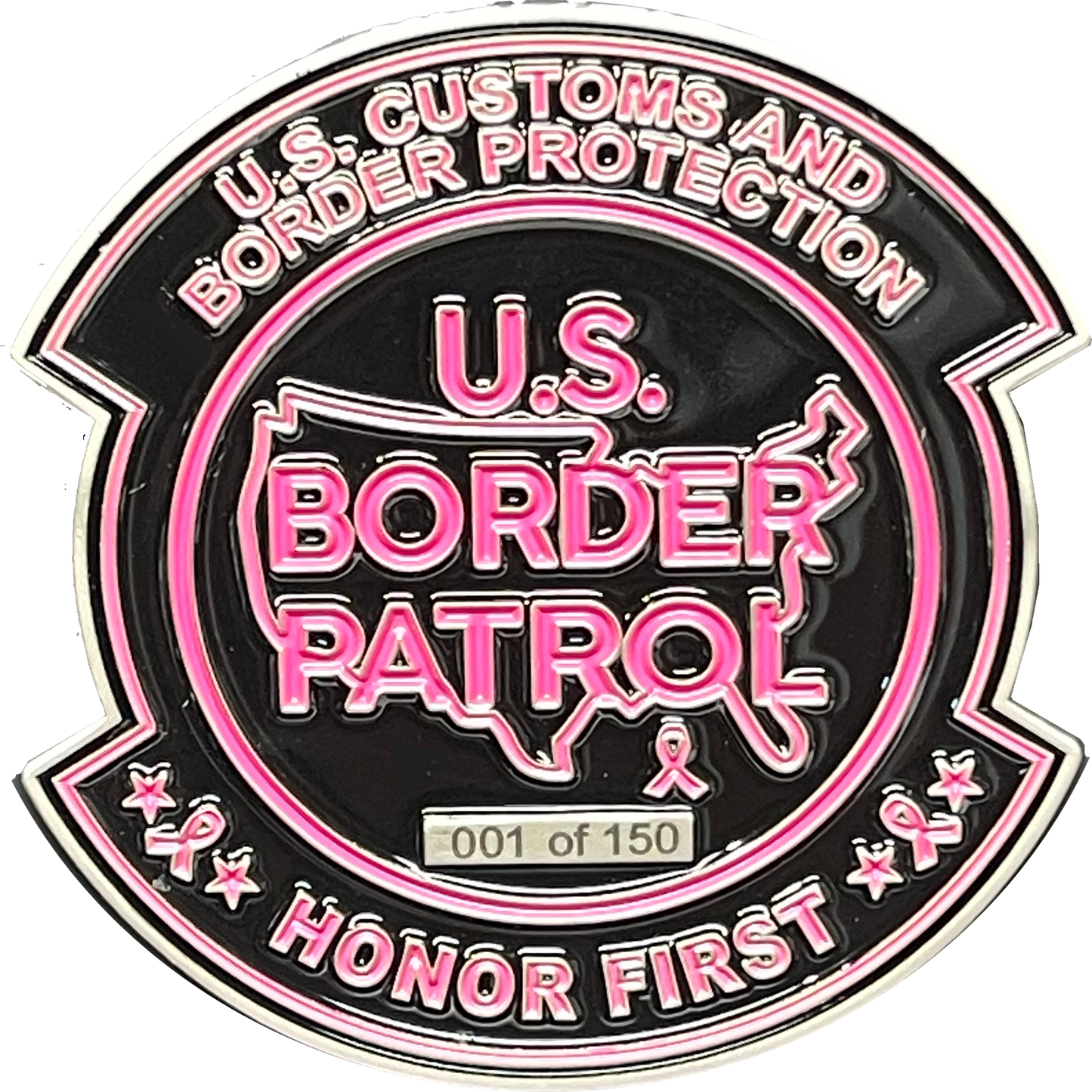 discontinued BL14-010 CBP Pink Border Patrol Agent Challenge Coin Breast Cancer Cancer Awareness