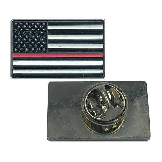 CL6-03 PINK Line Flag Pin: Breast Cancer Awareness Police Uniform Thin Pink Line