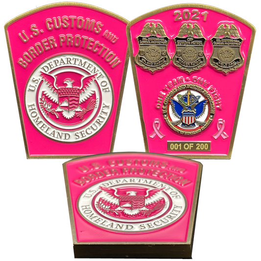 BL15-009 CBP Pink Border Patrol Field Operations Air and Marine Challenge Coin Breast Cancer Cancer Awareness