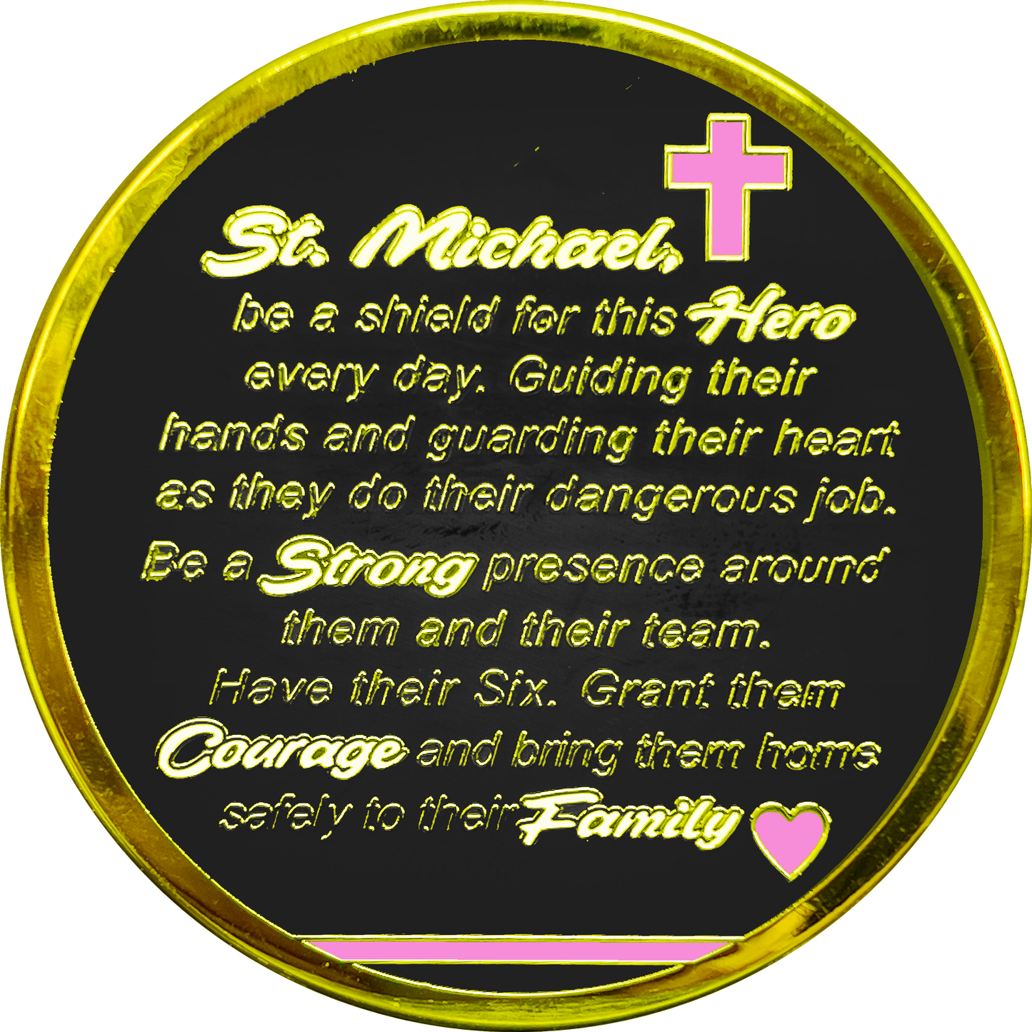GL7-003 Thin Pink Line Breast Cancer Awareness Survivor Prayer Saint Michael Challenge Coin