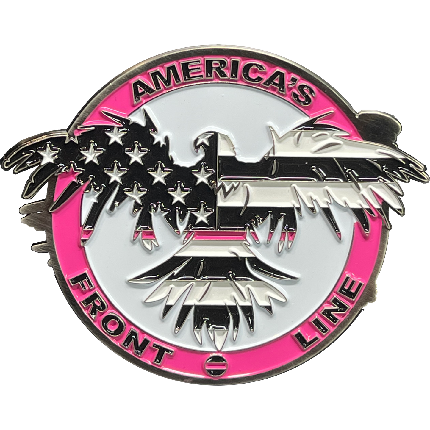BL14-018 Thin Pink Line Flag and Eagle Breast Cancer Awareness Police Challenge Coin