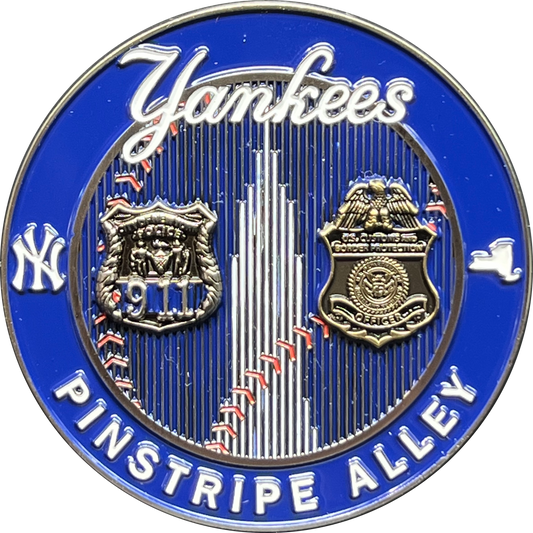 GL3-012 CBP and NYPD Yankees themed 9/11 Pinstripe Alley CBPO Police Officer challenge coin
