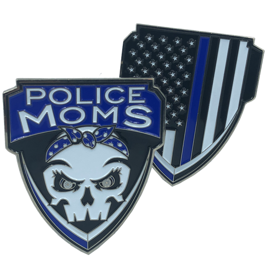 E-002 Police Moms Thin Blue Line Challenge Coin Supporter