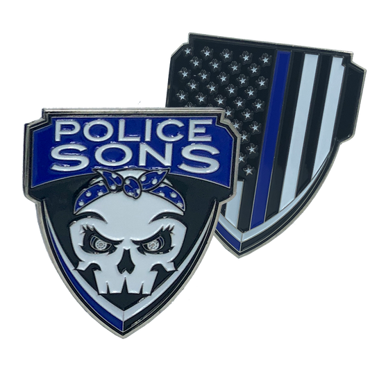 E-003 Police Sons Thin Blue Line Challenge Coin Supporter