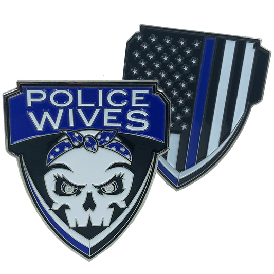 E-006 Police Wives Thin Blue Line Challenge Coin Supporter wife
