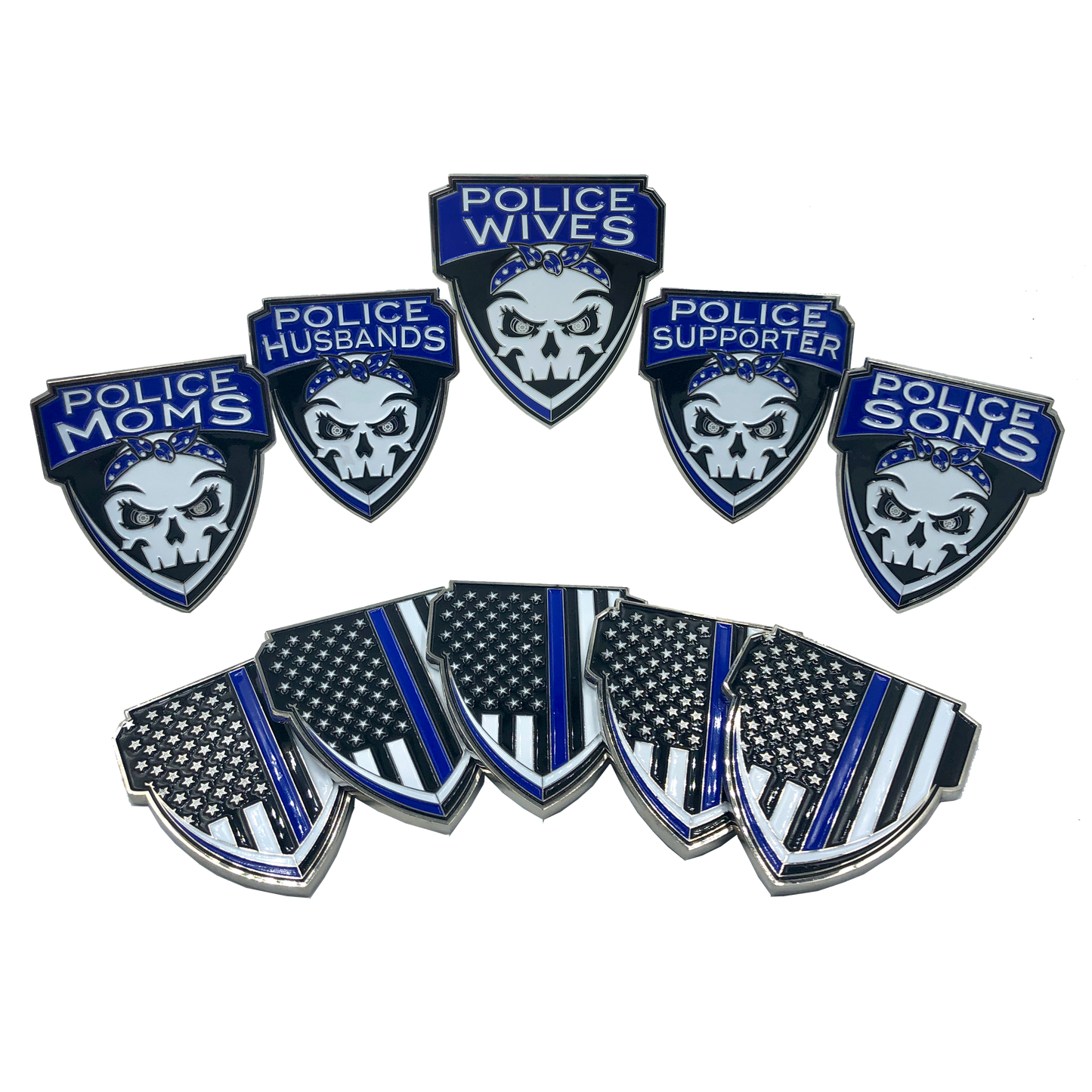 E-005 Police Supporter Thin Blue Line Challenge Coin Supporter