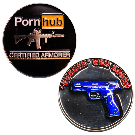 Discontinued CL-GG Parody Certified Armorer Rubber Gun Squad Police Tactical Firearms Instructor Challenge Coin