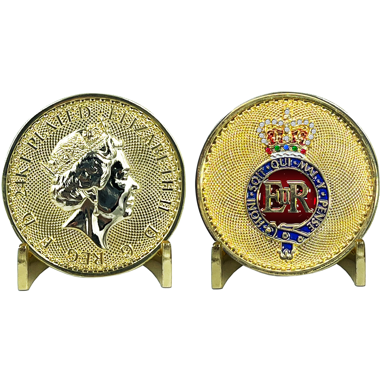 BL8-010 Queen Elizabeth 24KT Gold Plated Challenge Coin UK Queen's Guard Grenadier Guards Buckingham Palace