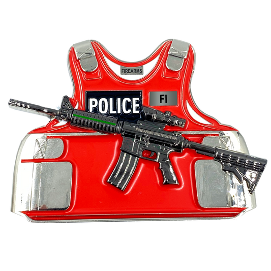 DL10-15 Firearms Instructor Thin Green Line M4 Body Armor 3D self standing Challenge Coin CBP Border Patrol Agent Deputy Sheriff Marines Army