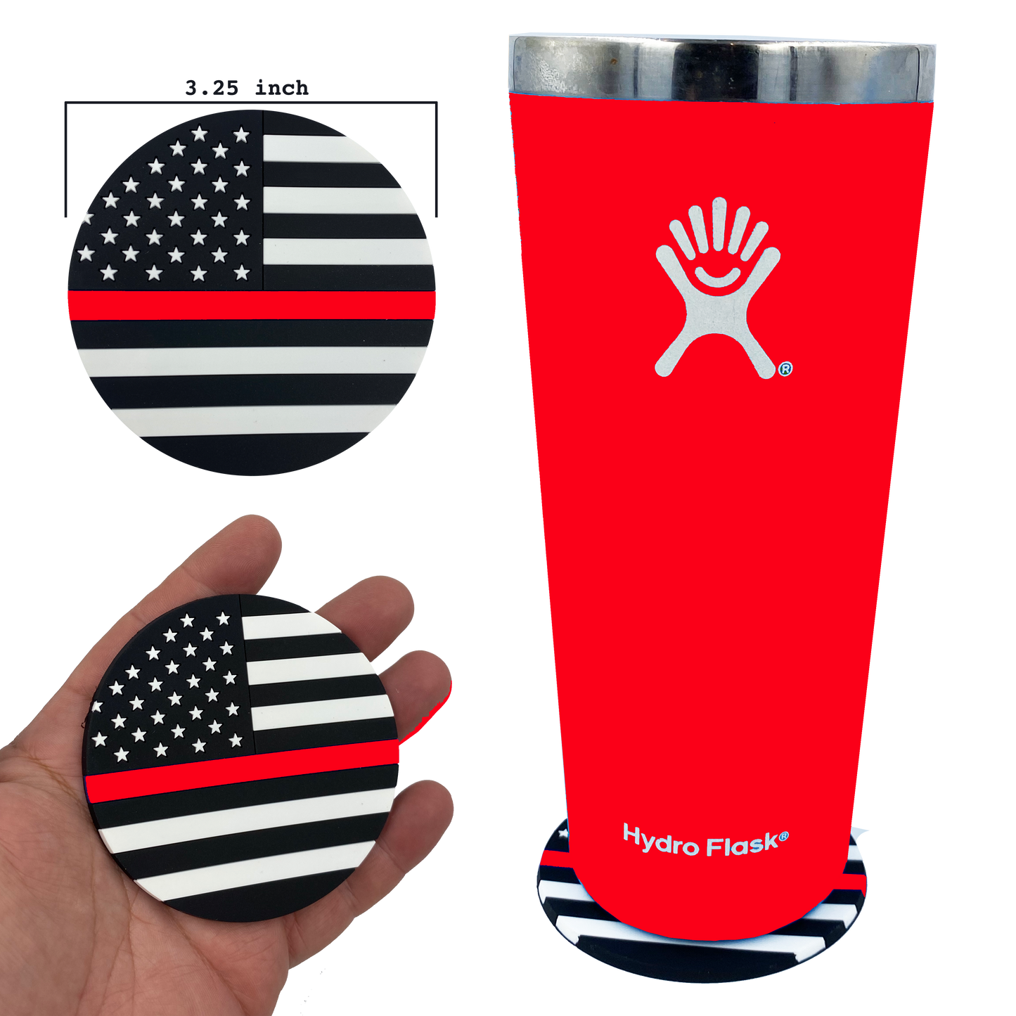 discontinued DL4-05 Thin Red Line Fire Fighter American Flag Silicone Coaster for drinks Fire Rescue Department Firefighter