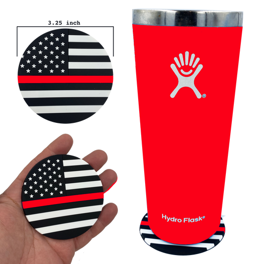 discontinued DL4-05 Thin Red Line Fire Fighter American Flag Silicone Coaster for drinks Fire Rescue Department Firefighter