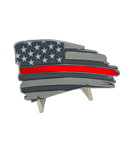 L-30 Metal Thin Red Line Flag Decal with 3M Tape