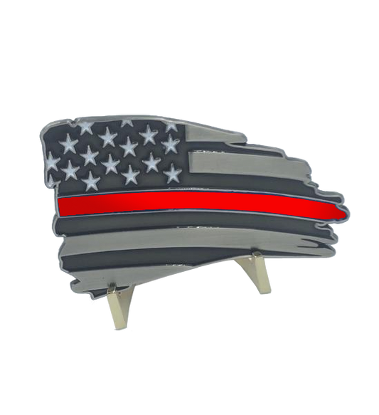 L-30 Metal Thin Red Line Flag Decal with 3M Tape