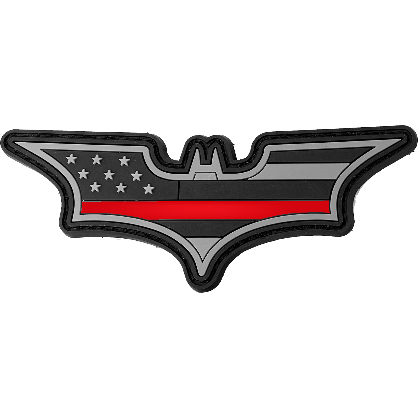 EL7-022 Bat Thin Red Line PVC Patch hook and loop back Fire Department Fire Fighter Fireman