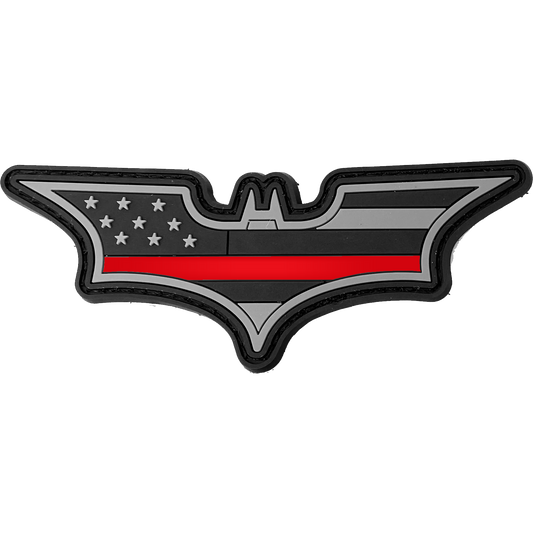 EL7-022 Bat Thin Red Line PVC Patch hook and loop back Fire Department Fire Fighter Fireman