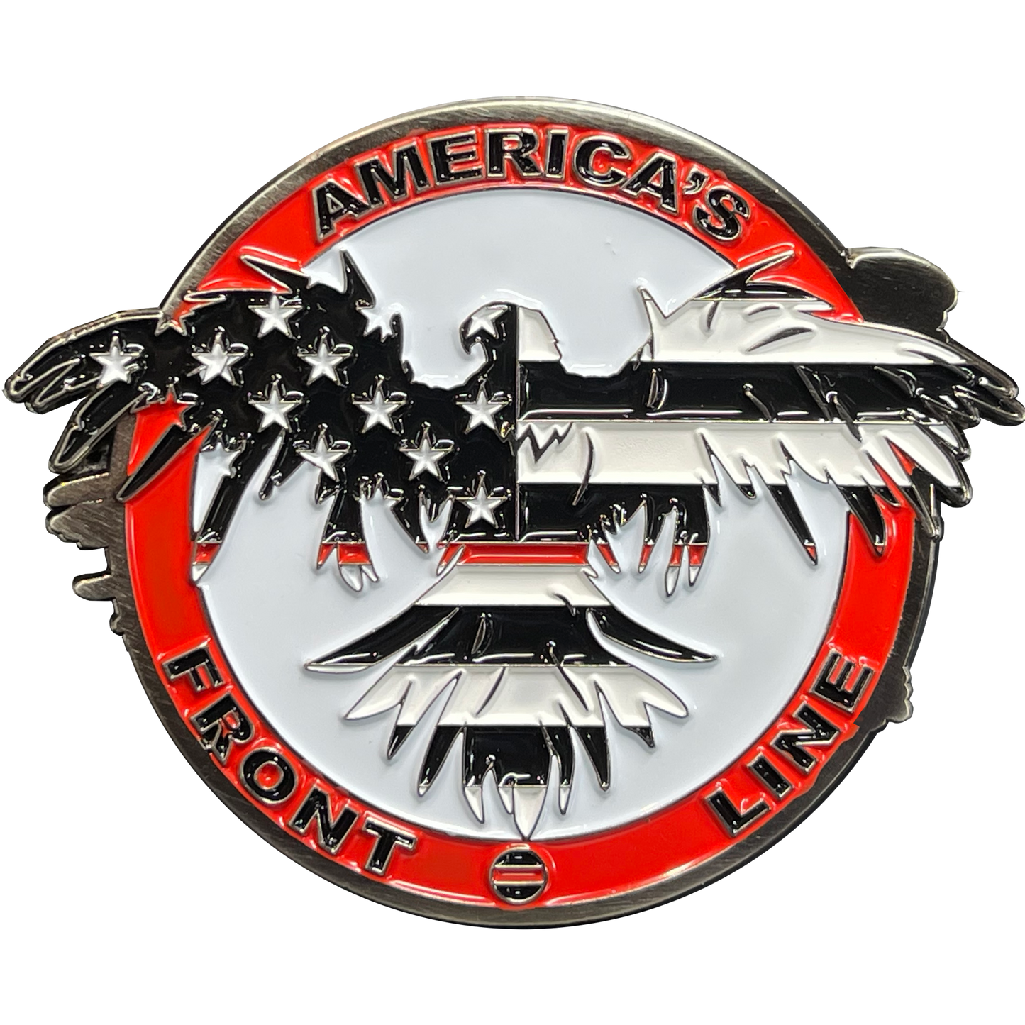 L-19 Thin Red Line Flag and Eagle Fire Fighter Challenge Coin Fire Department Fire House Firefighter