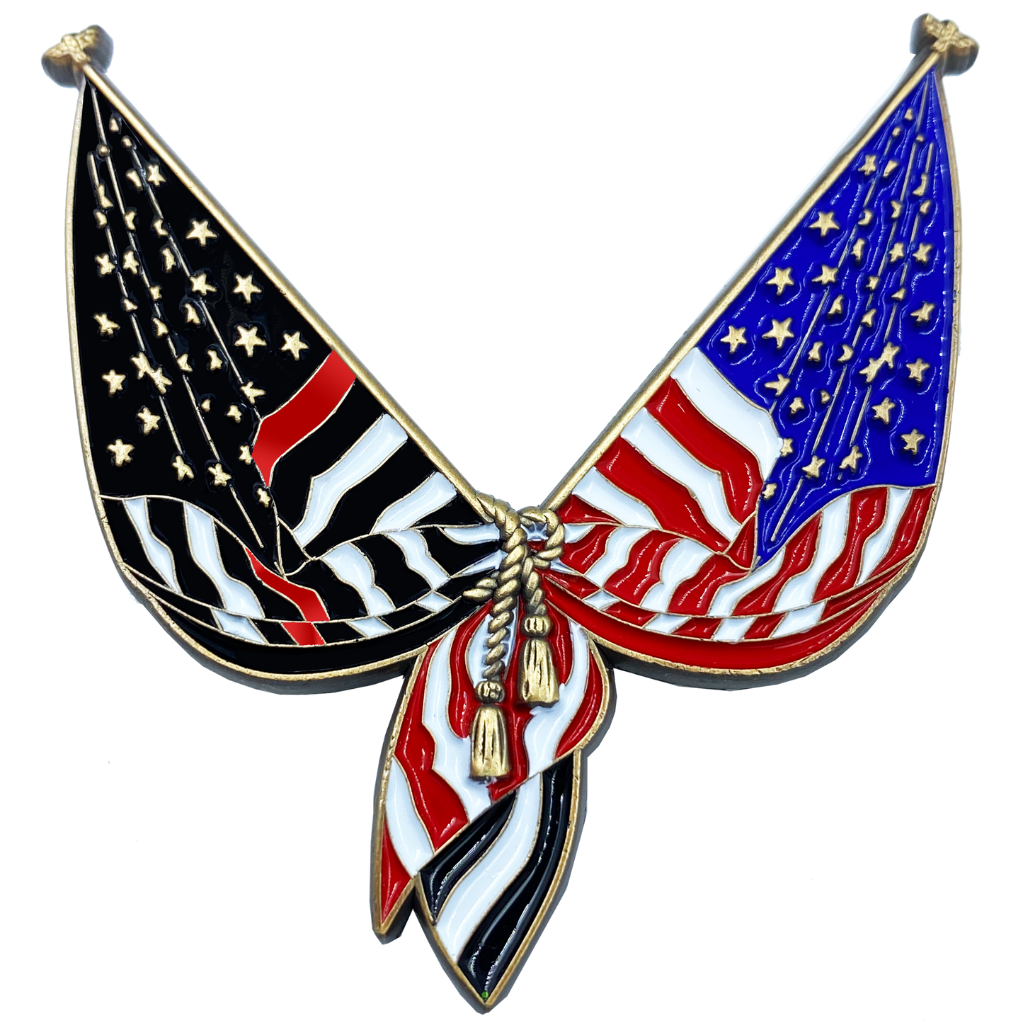 DL10-04 Thin Red Line Flag Pin 2 inch with dual pin posts Fire Department Fighter Rescue