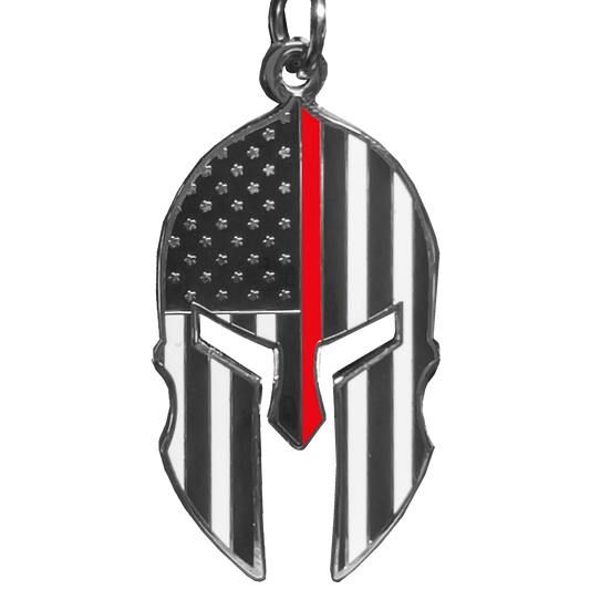 GHKB-1D Gladiator Police Thin Red Line Flag Spartan Helmet Keychain Fire Fighter Fireman