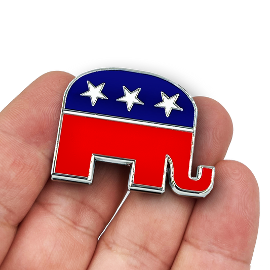 EL7-013 Republican Elephant Cloisonné Pin with 2 pin posts large 1.5 inch