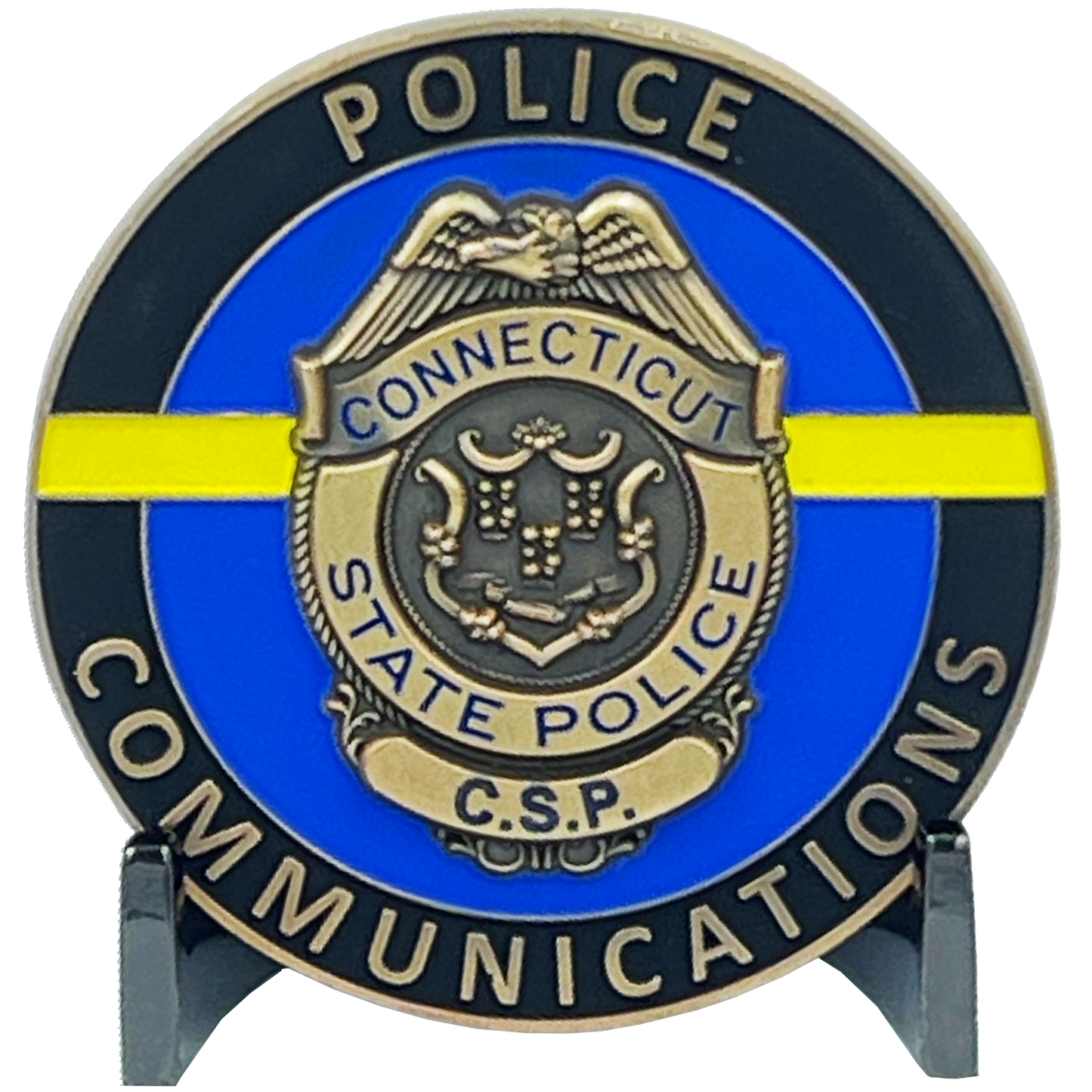 BL9-010 CSP Version 6 Spina Method Communications Challenge Coin inspired by Connecticut State Police CT Trooper Matthew Spina