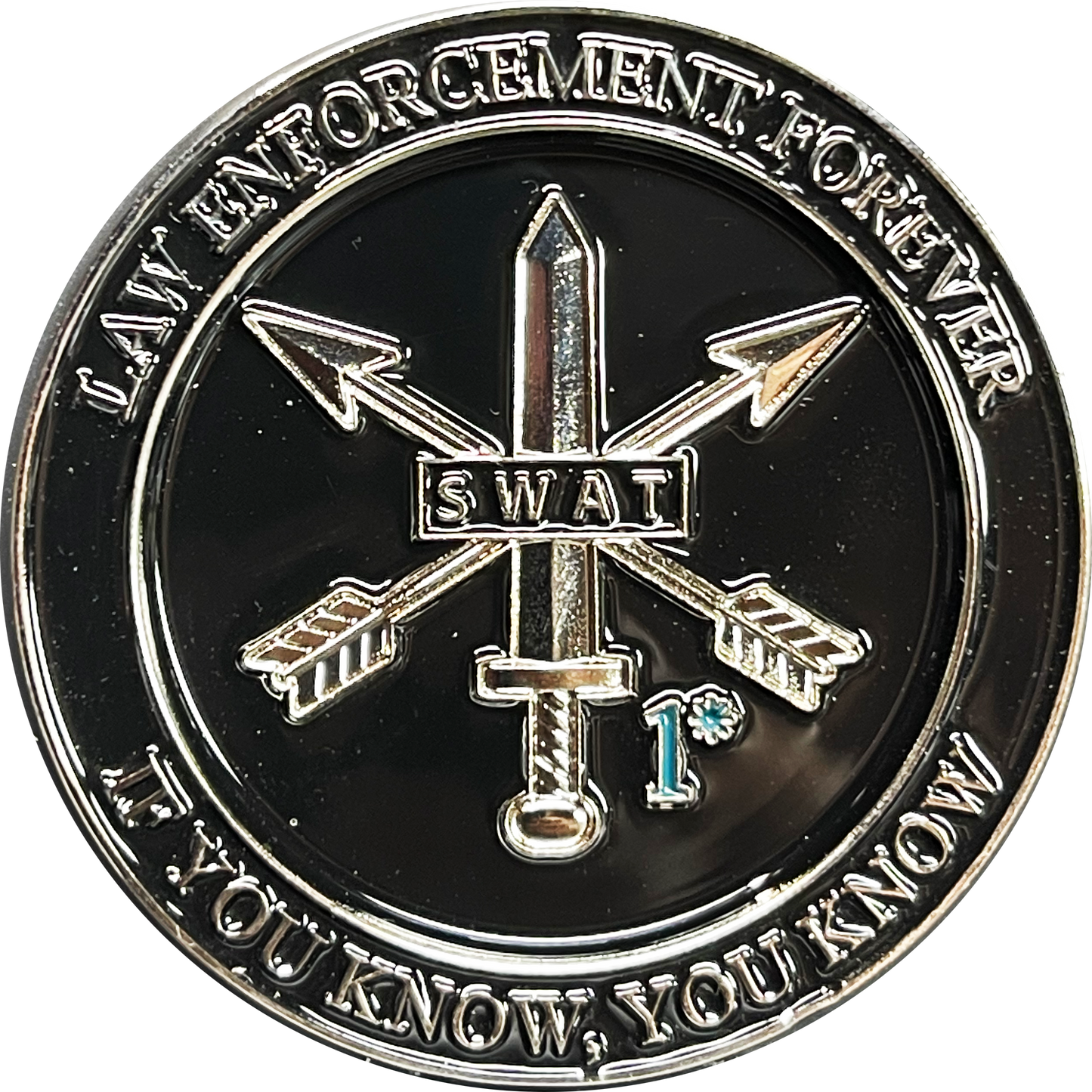 BL16-002 Police Swat 1* Thin Blue Line Challenge Coin Law Enforcement Forever IYKYK