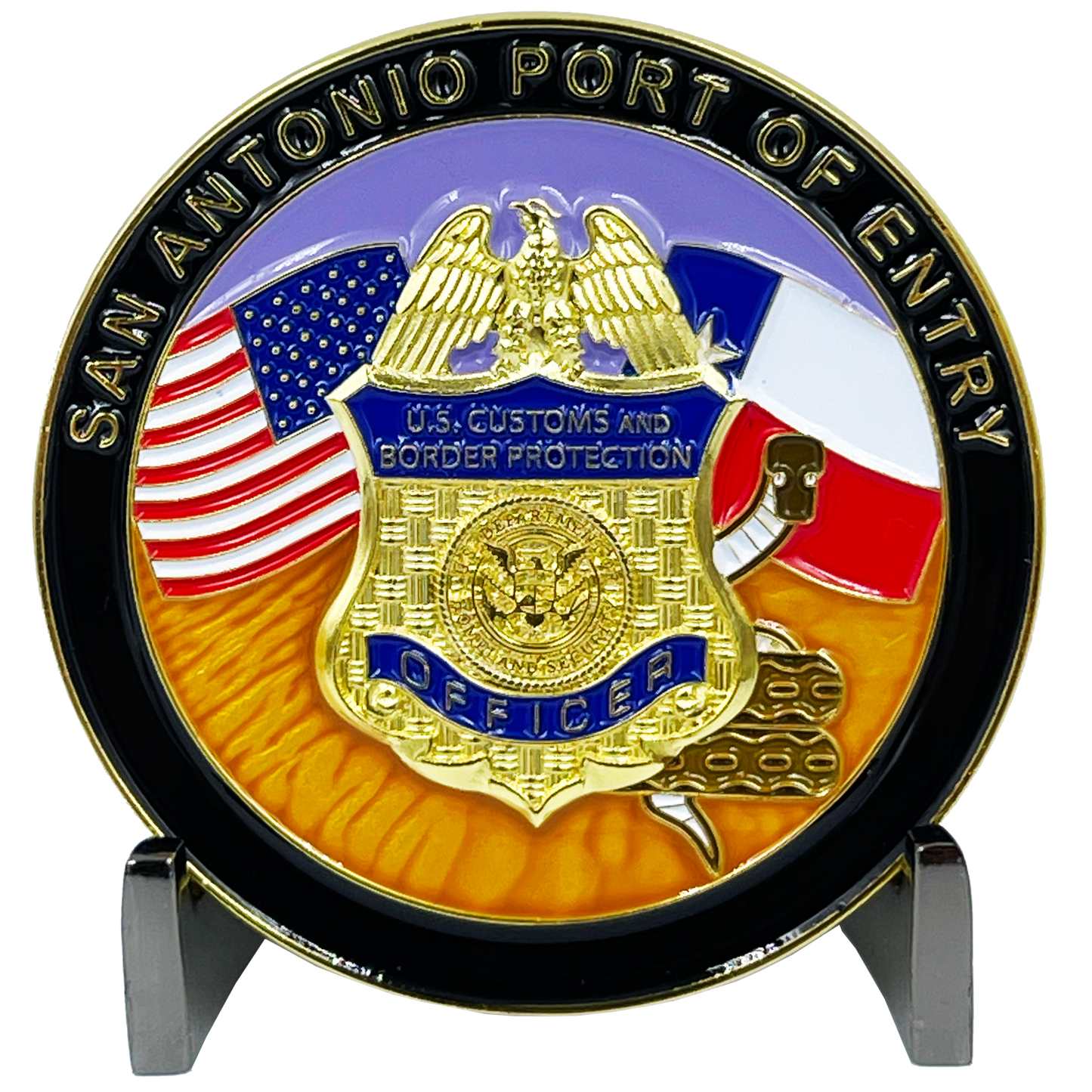 discontinued BL7-004 San Antonio Texas CBP Officer Challenge Coin Port of Entry CBPO Field Ops Field Operations