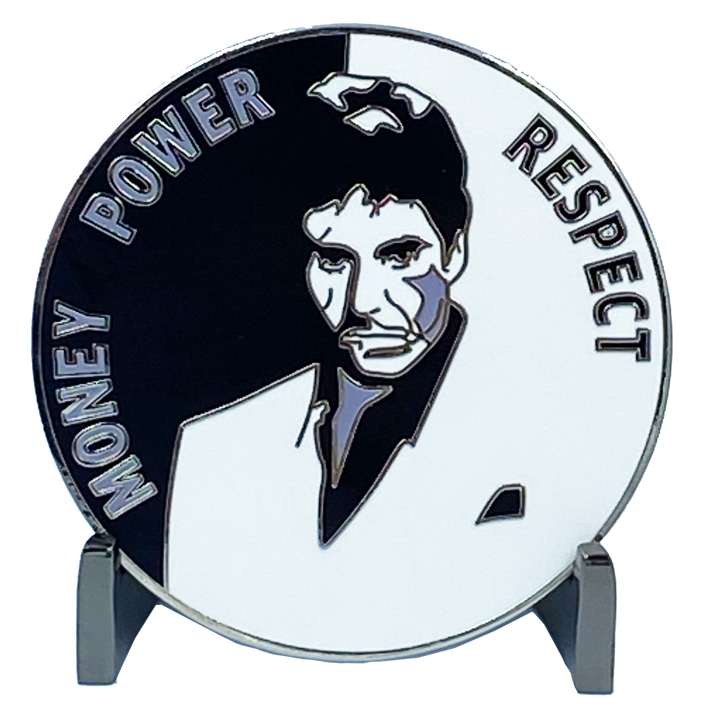 discontinued DL5-05 Scarface Money Power Respect Cuban Flag Thin Blue Line Al Pacino inspired Miami-Dade Police Challenge Coin