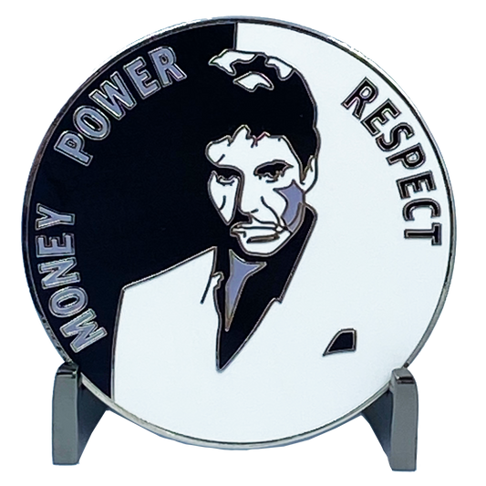 discontinued DL5-05 Scarface Money Power Respect Cuban Flag Thin Blue Line Al Pacino inspired Miami-Dade Police Challenge Coin