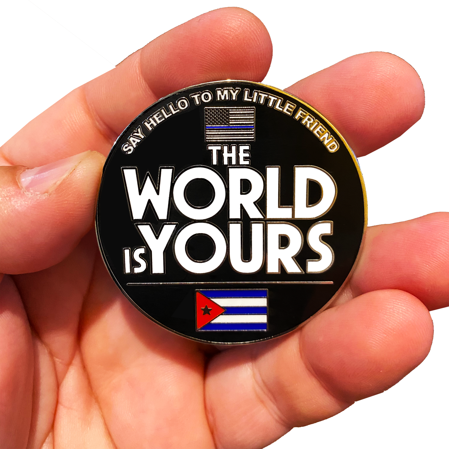 discontinued DL5-05 Scarface Money Power Respect Cuban Flag Thin Blue Line Al Pacino inspired Miami-Dade Police Challenge Coin