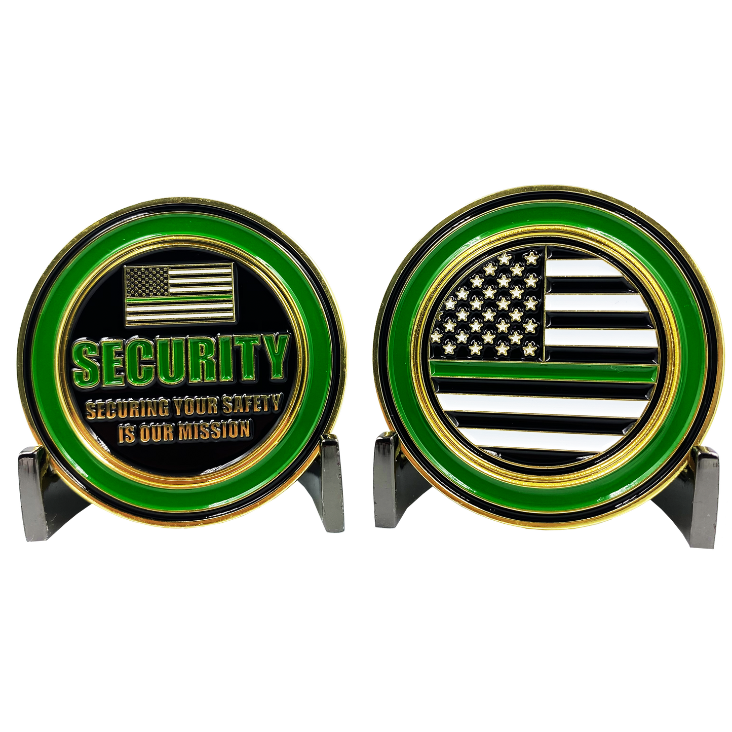 CL3-01 Thin Green Line Challenge Coin Security Enforcement Agent Officer Guard