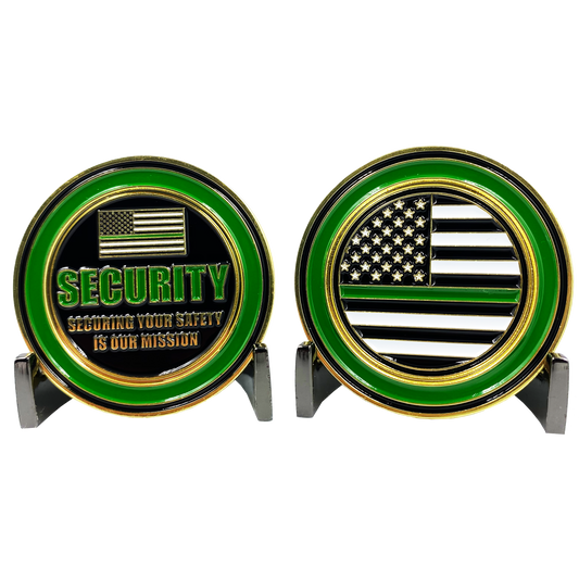 CL3-01 Thin Green Line Challenge Coin Security Enforcement Agent Officer Guard