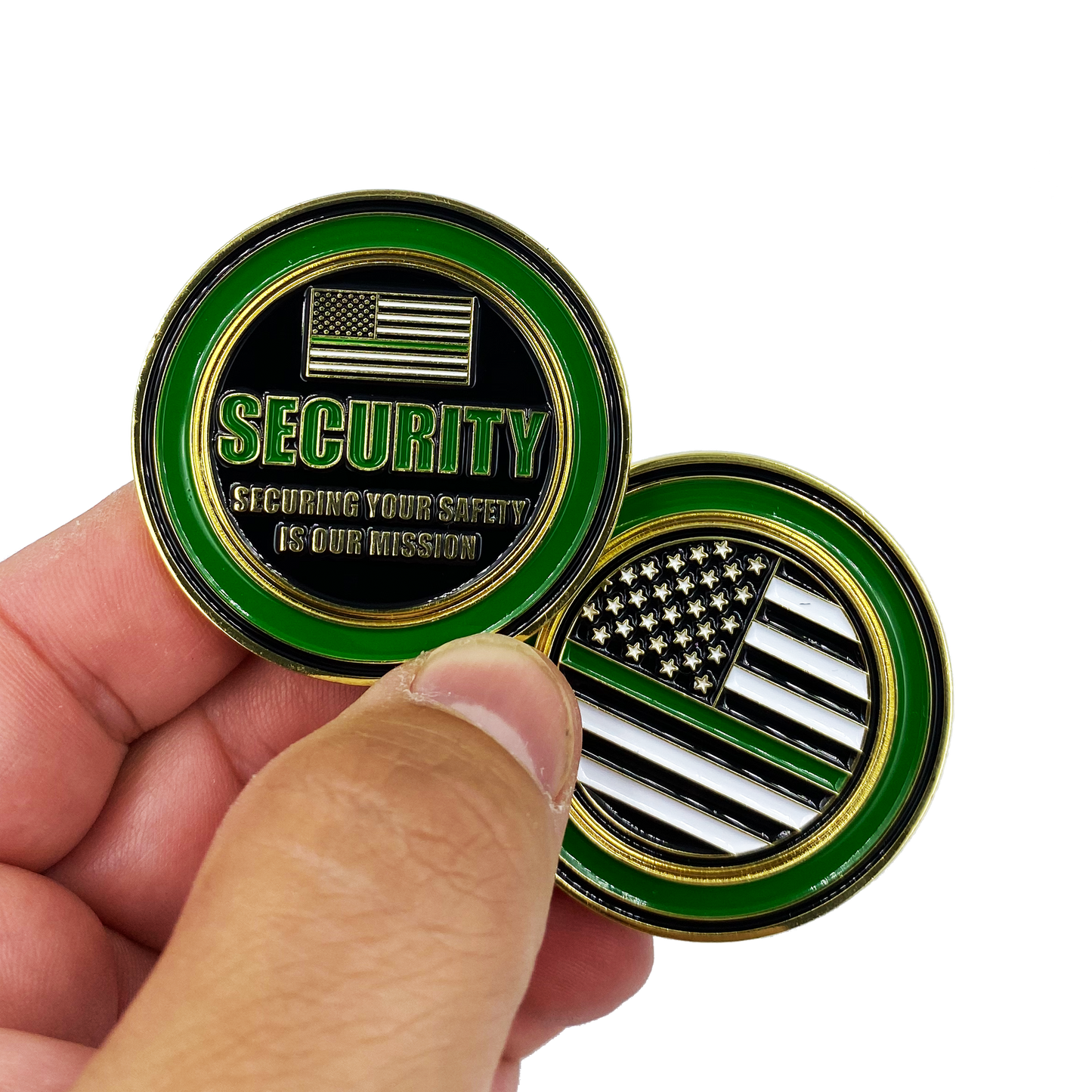 CL3-01 Thin Green Line Challenge Coin Security Enforcement Agent Officer Guard