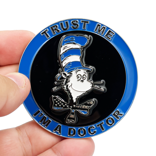 BL8-004 Dr Seuss Cancel Culture Back the Blue Cat in the Hat Challenge Coin Police NYPD LAPD CBP