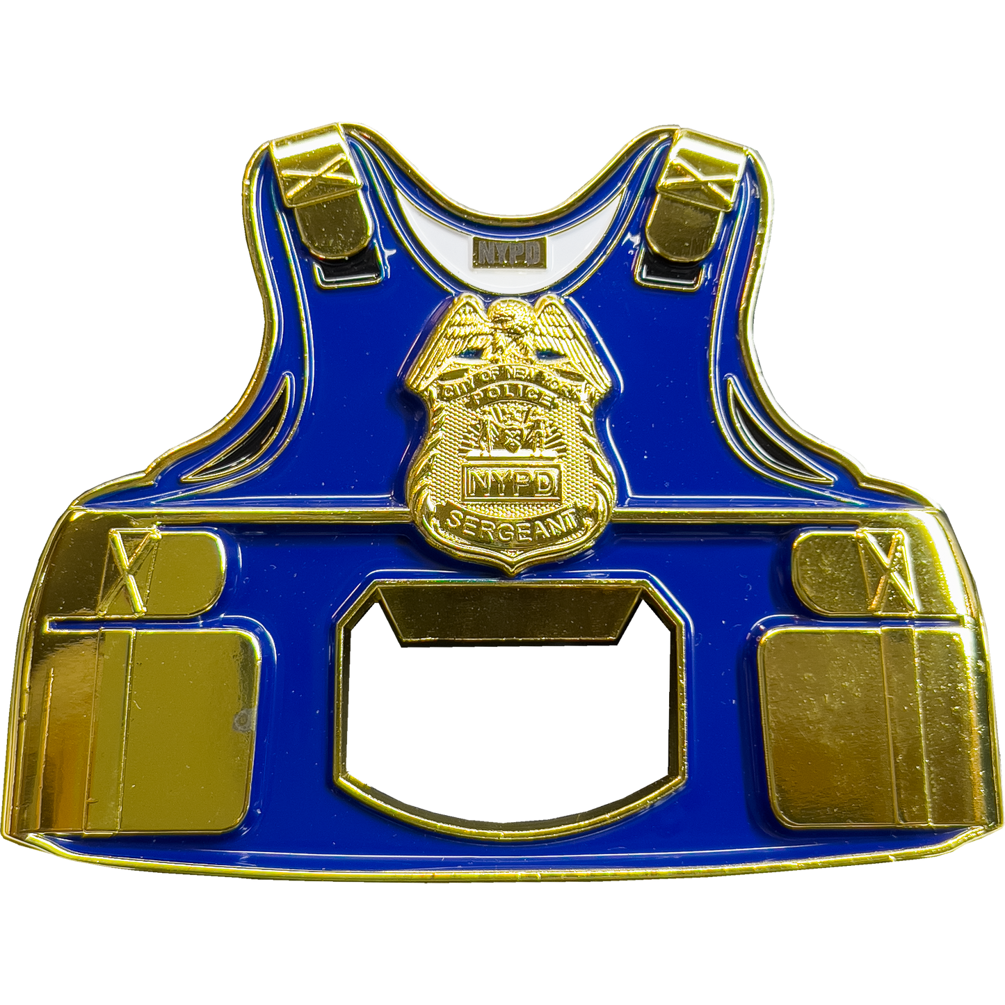 GL09-002 NYPD New York City Police Sergeant SGT Bottle Opener Challenge Coin