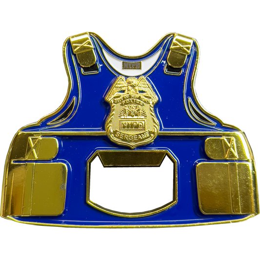 GL09-002 NYPD New York City Police Sergeant SGT Bottle Opener Challenge Coin