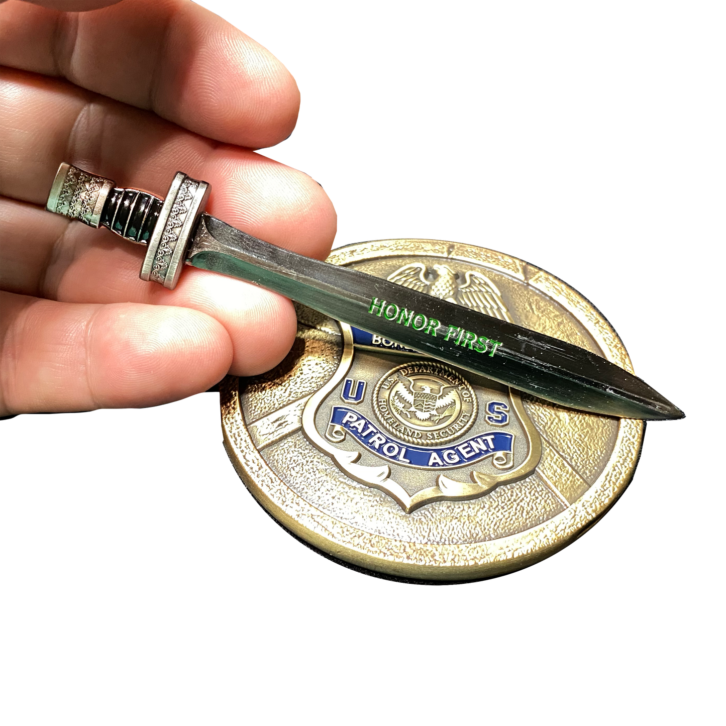 CL14-08 Border Patrol Agent CBP Honor First Shield with removable Sword Challenge Coin Set BPA