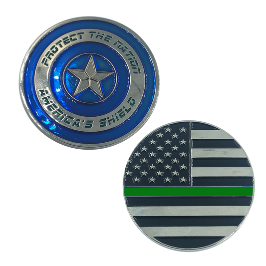 K-001 Thin Green Line Captain America Shield Police CBP Federal Agent Border Patrol Sheriff Police