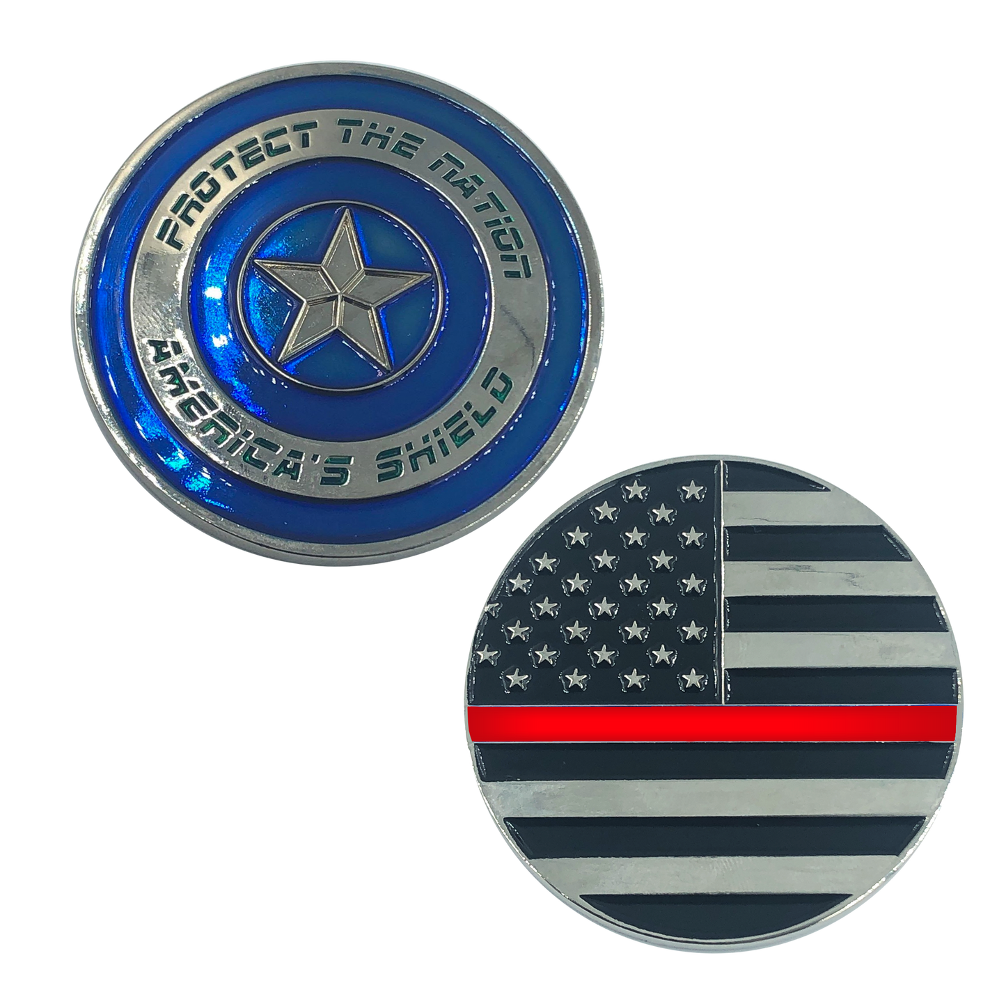 BL8-020 Thin RED Captain America Shield Fire Fighter Fire Department Firefighter Fire Rescue