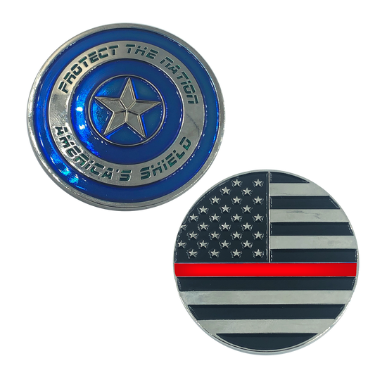 BL8-020 Thin RED Captain America Shield Fire Fighter Fire Department Firefighter Fire Rescue