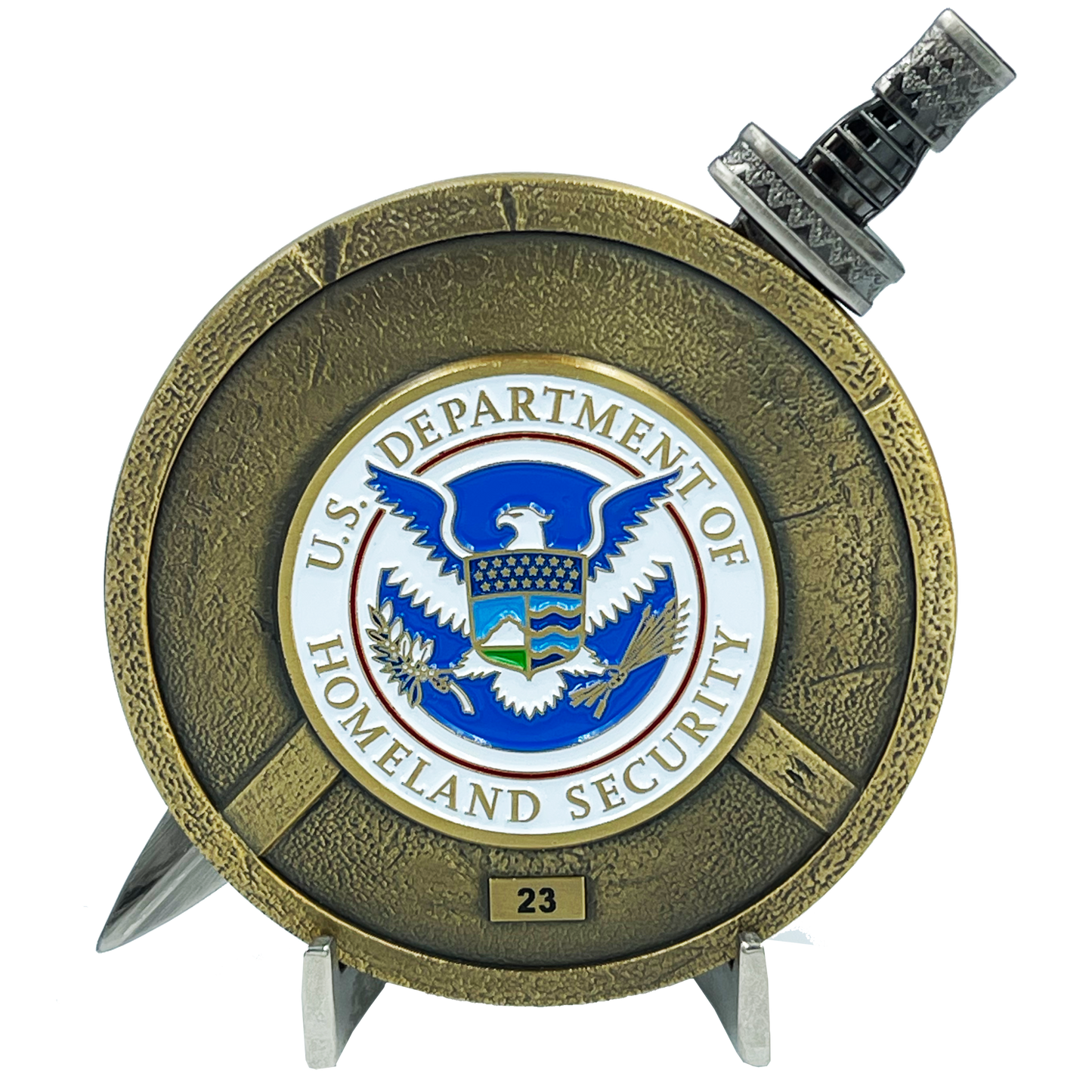 EL6-017 ICE Agent ERO Enforcement DRO Detention Removal Shield with removable Sword Challenge Coin Set