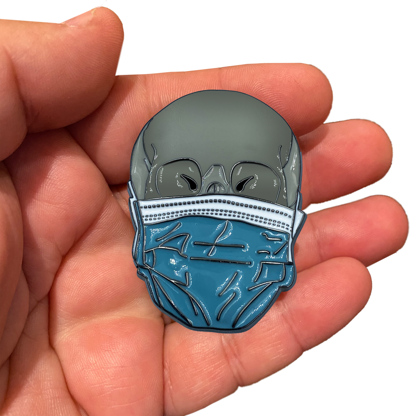EE-010 Skull Mask Pin Essential Worker Police Nurse Truck Driver Fire