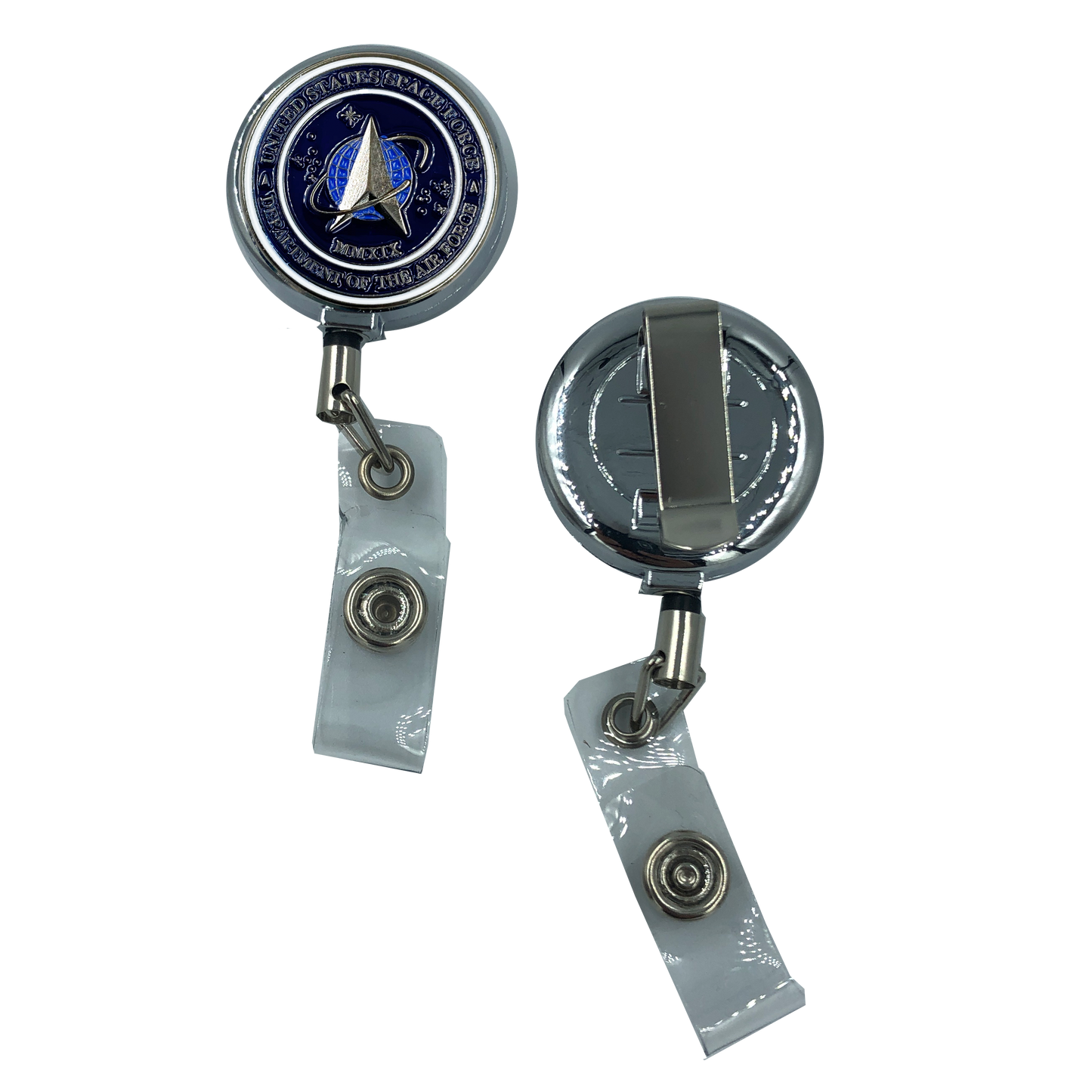 DL1-12 U.S. Space Force Retractable ID reel metal ID card holder United States USAF USSF