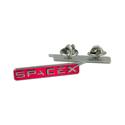 EL2-013 SpaceX pin Space X dual pin back red lapel pin