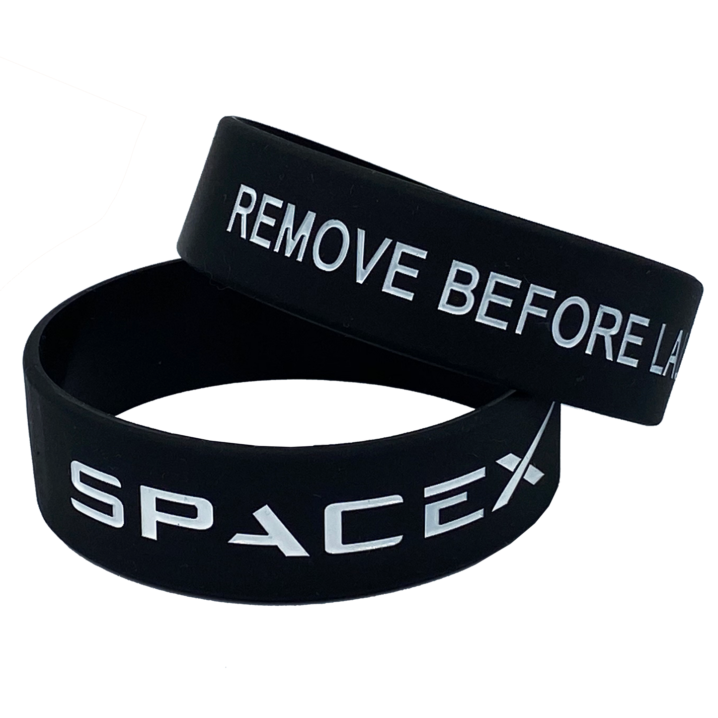 Black SpaceX Remove Before Launch Rubber Silicone Bracelet (8 inch)