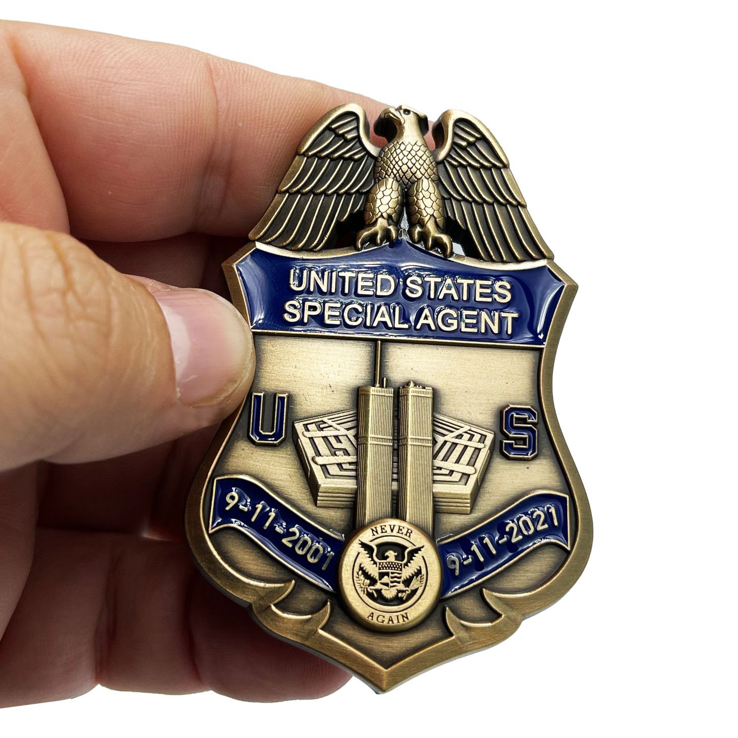 EL10-011 U.S. Customs Service Special Agent September 11th 9/11 Commemorative 20th Anniversary Memorial Shield Treasury HSI