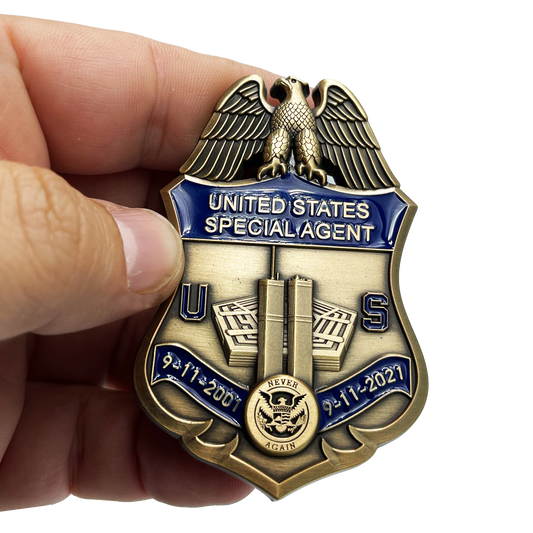 EL10-011 U.S. Customs Service Special Agent September 11th 9/11 Commemorative 20th Anniversary Memorial Shield Treasury HSI