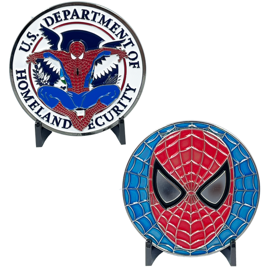 BL11-009 Homeland Spidey Challenge Coin Border Patrol CBP TSA FAM FEMA HSI ICE