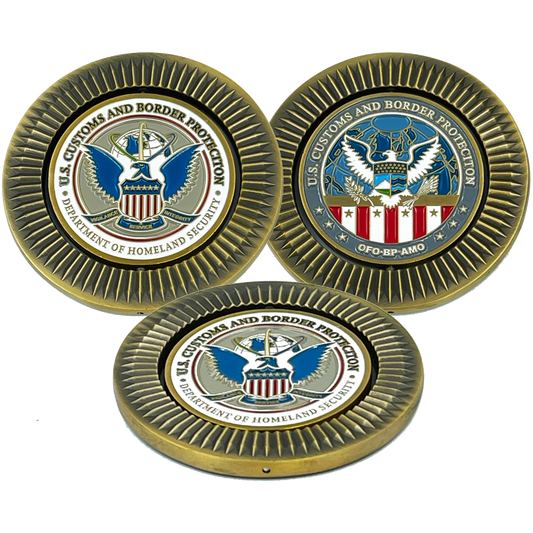 BL13-003 CBP Border Patrol Field Operations Air and Marine AMO BP Agent CBPO Spinner Challenge Coin