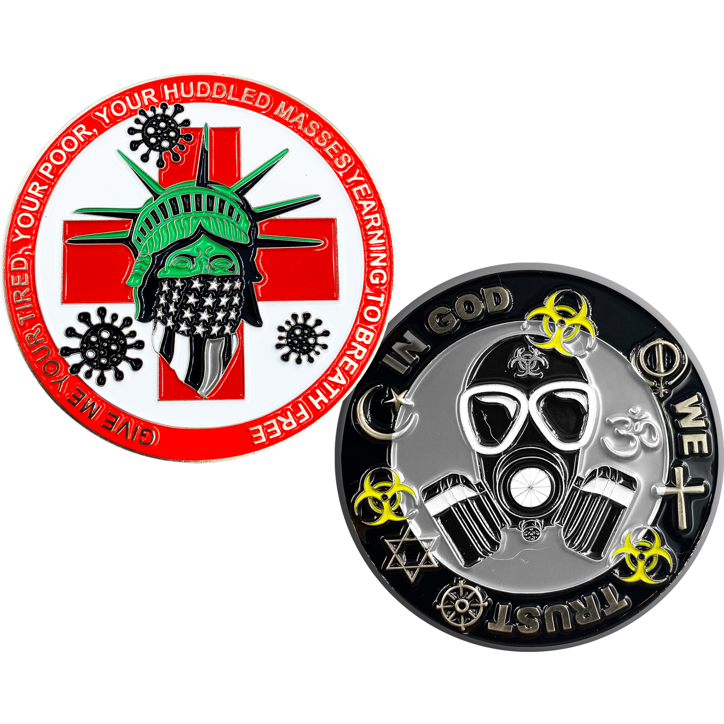 GL1-010 Statue of Liberty Thin Gray Line Correctional Officer Biohazard Pandemic Challenge Coin CO Corrections SERT RRT